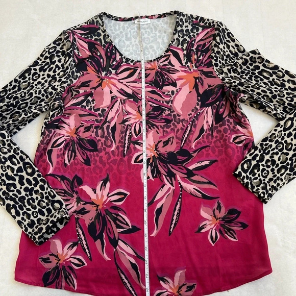 Gerry Weber women long sleeve shirt top blouse size US 8 Leopard Floral Print - Picture 7 of 10